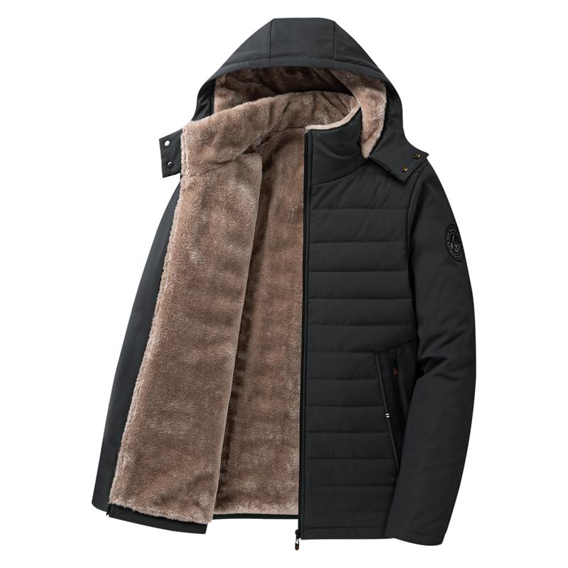 Cotton Jacket for Men In Winter, Windproof and Plush, Thick Middle-aged Cotton Jacket, Thick Hooded Cotton Jacket