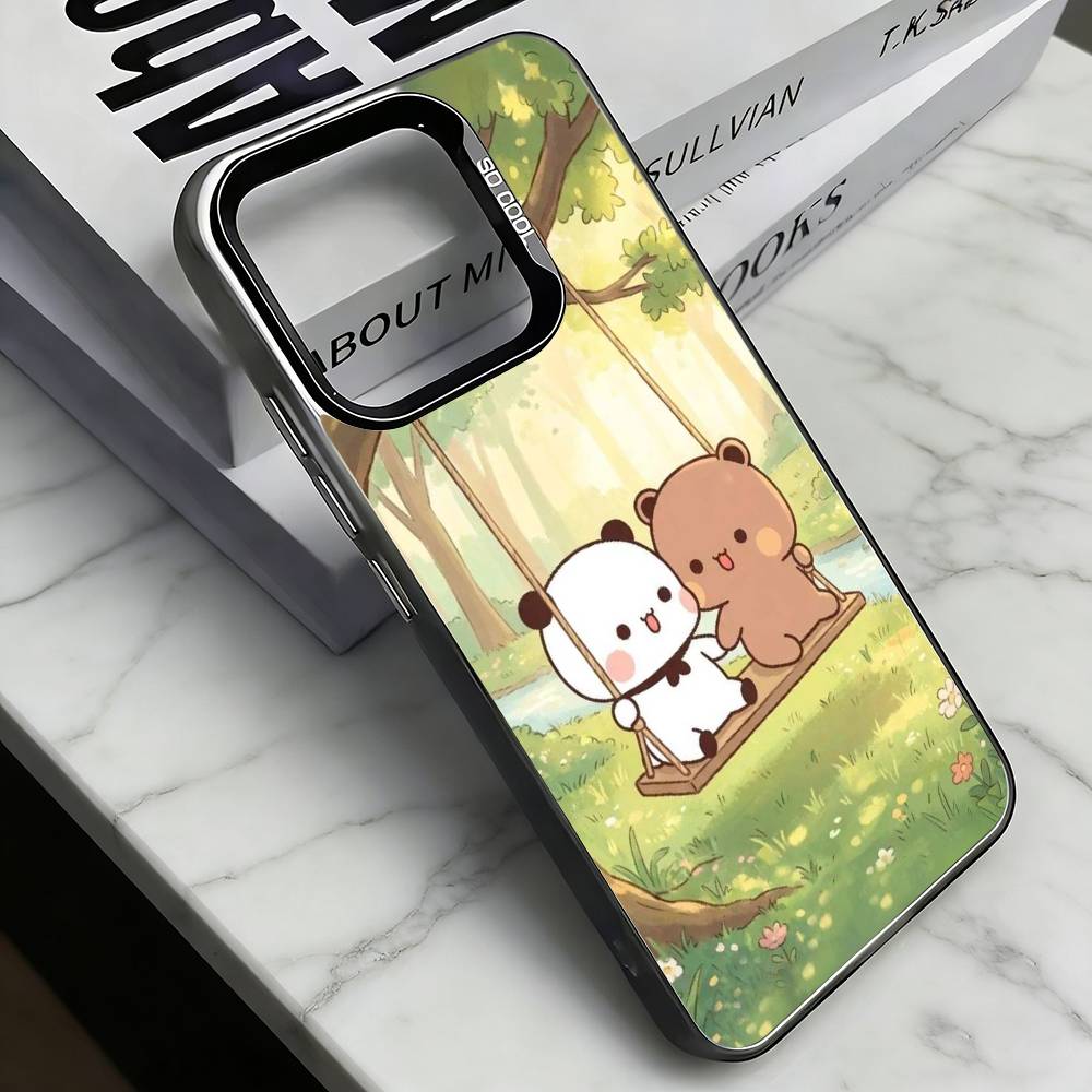

Cute B-BuBu D-DuDu Phone Case For iPhone 17,16,15,14,13,12,11 Plus,Pro Max,XS,Colored Silver Plated Inside Cover iPhone15plus