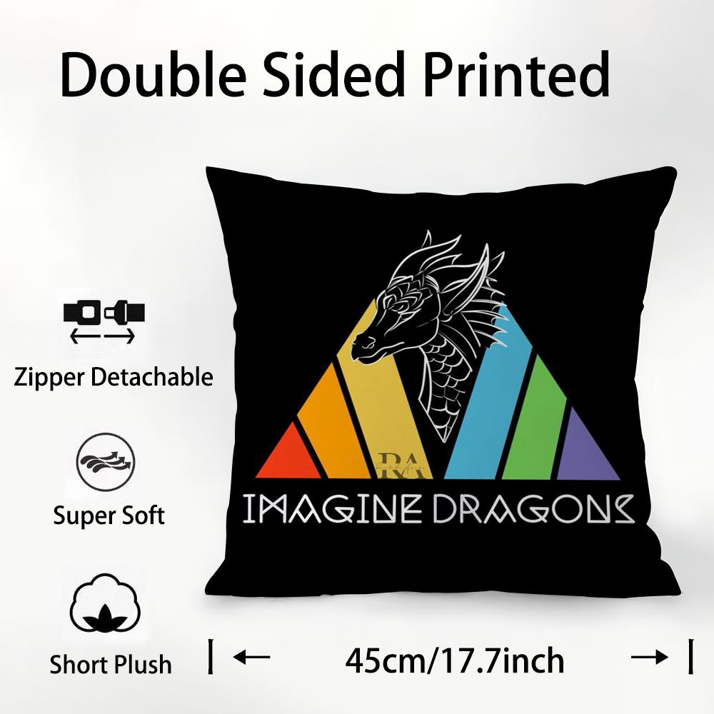 I-Imagine D-Dragons Наволочка Плюшевая ткань Мягкая Двусторонняя печать Чехол для диванной подушки Наволочки 16x16Inch