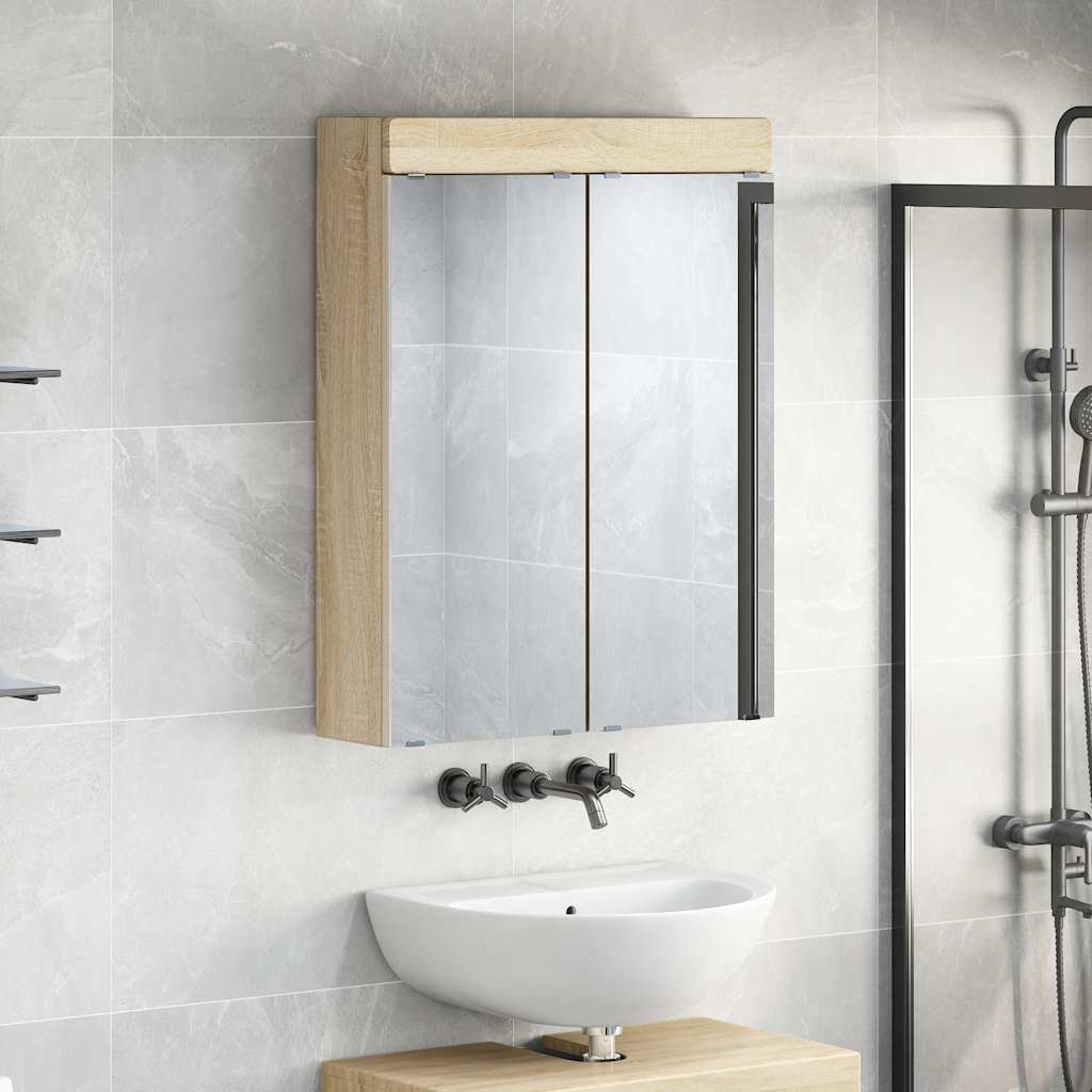Bathroom Mirror Cabinet TULUM Sonoma Oak 60 x 16.5 x 78 cm