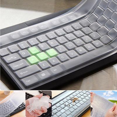 Universelle Silikon-Tastaturabdeckung, Klar, Wasserdicht, Staubdicht, Optionale flache/geformte Tasten für Desktop-PC