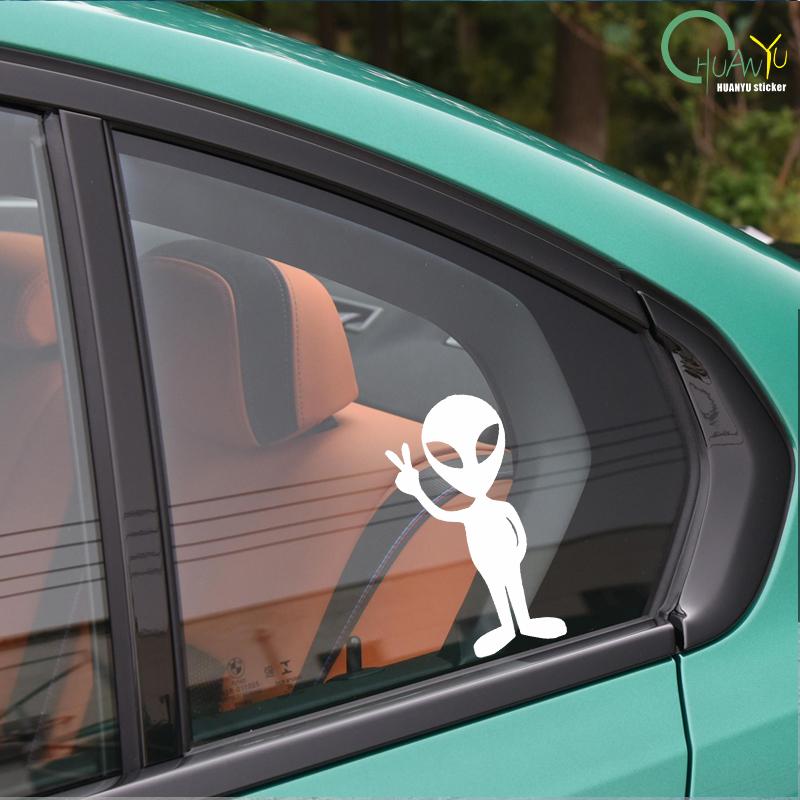 Alien Peace Sign Vinyl Decal Car Stickers for Window Body Styling Durable Decoration Automotive Trucks Laptop Moto Vinyl Decals