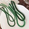Minar 2026 New 4 6 8 10mm Green Color Glass Beads Strand Beaded Necklace for Women Female Silver Plated Toggle Clasp Chokers