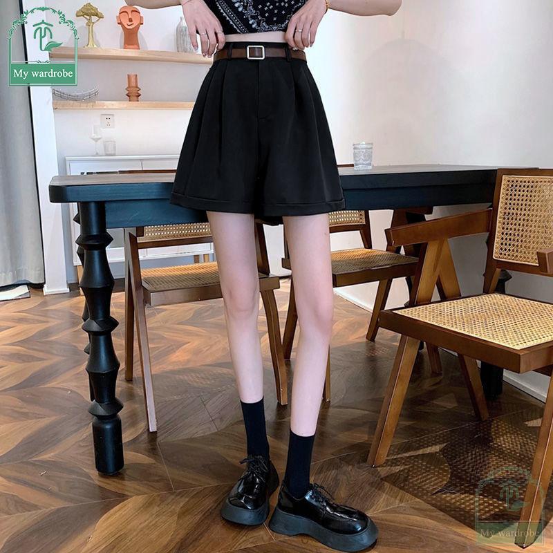 Women's Loose High-waisted Wide-leg Pants Thin Suit Shorts Summertime Korean Version Rolled-up Casual Shorts