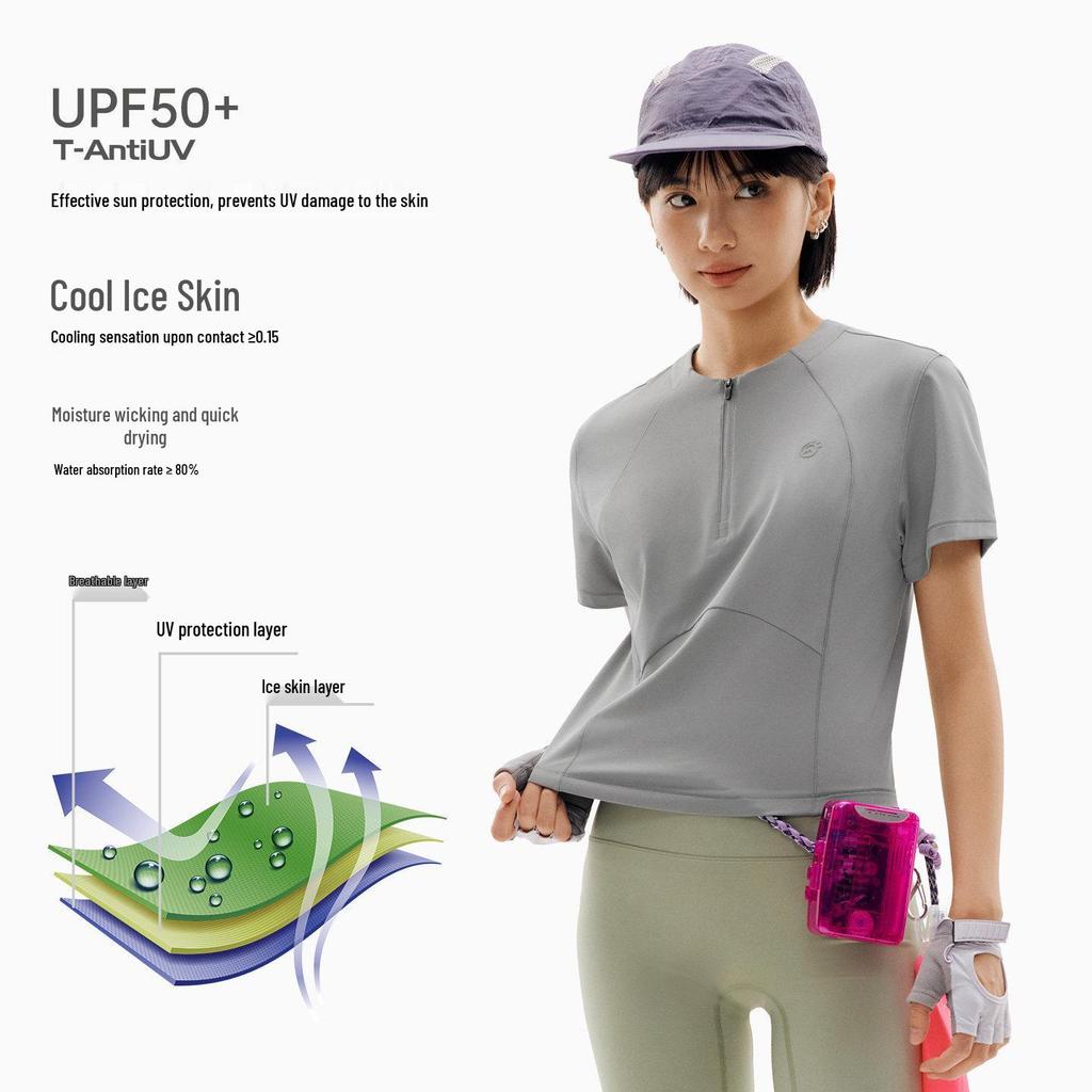 Women's Quick-Dry Sun Protection Yoga Top - Short Sleeve Breathable Moisture-Wicking T-Shirt for Summer