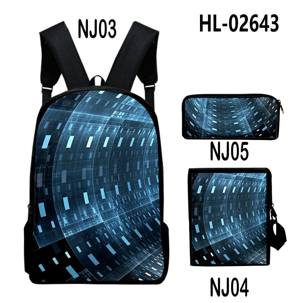 Stile Classico Novità Tecnologia Stampa 3D 3pz/Set pupilla Zaini Scolastici Zaino Daypack per Laptop Borsa a spalla inclinata Astuccio
