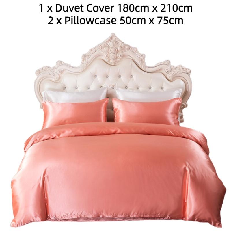 

Color Solid Simulated Silk Bedding Duvet Cover Bed Sheet Pillowcase Breathable Duvet Cover 180*210cm