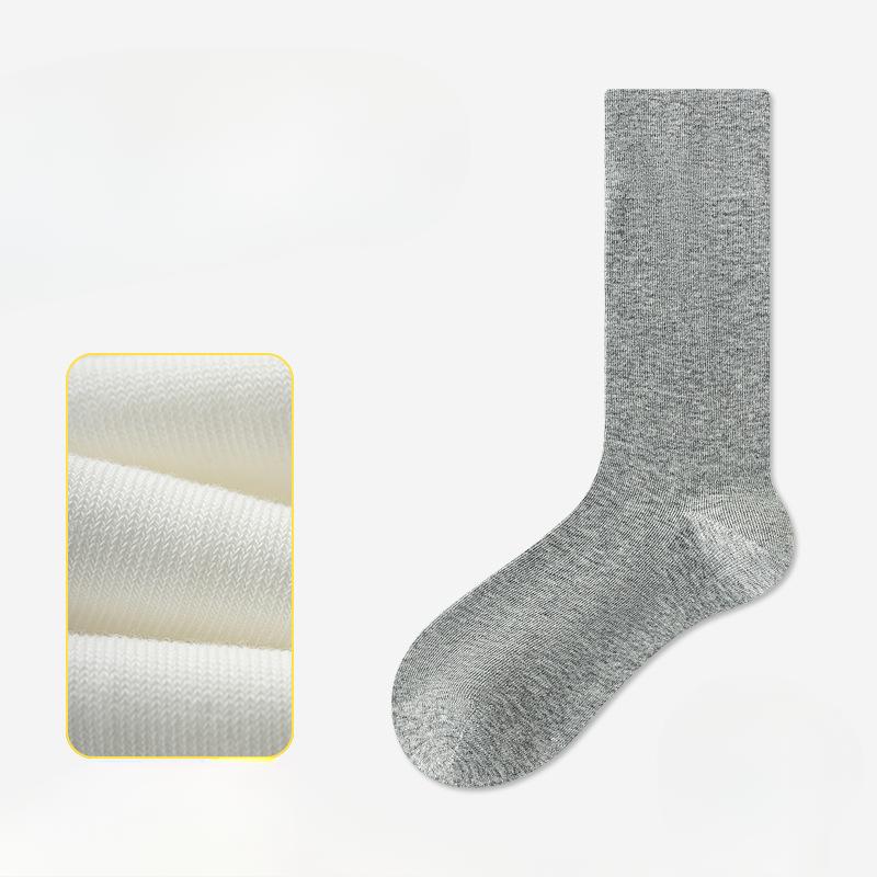 Female Summer Thin Style Pure Cotton 10A Antibacterial Deodorant Boneless Solid Color Long Tube Pile Socks