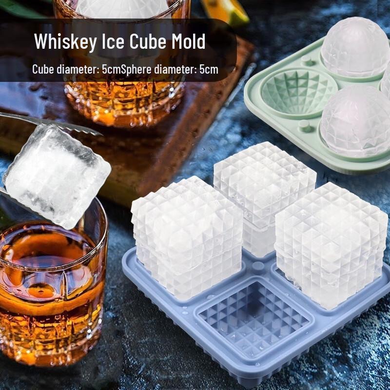 Diamond Pattern Ice Cube & Ball Mold Set