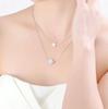 Korean 925 White Gold Clavicle Necklace with Diamond Ball Pendant