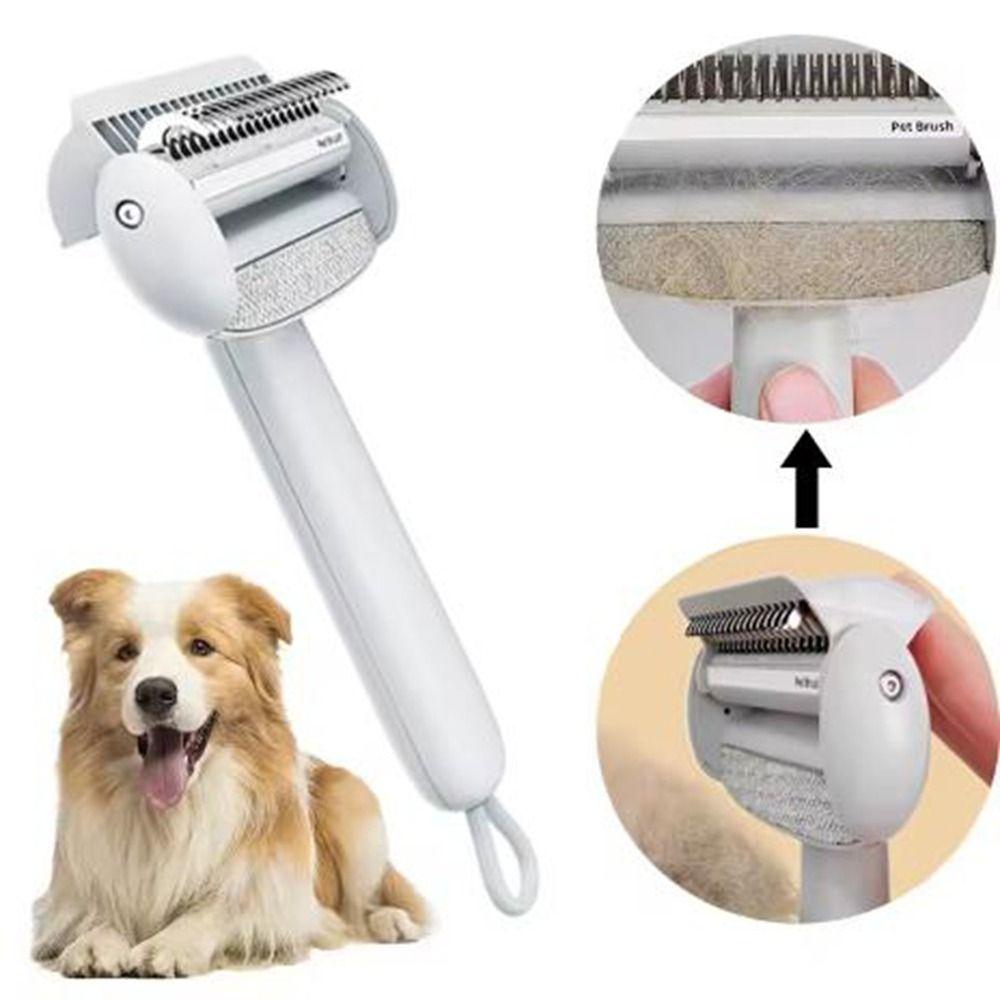 Hanging Pet Knot Untangling Comb Flip Hair Removal Shedding Brush With Anti-static Cloth Comfort Grip For Dog Cat серый