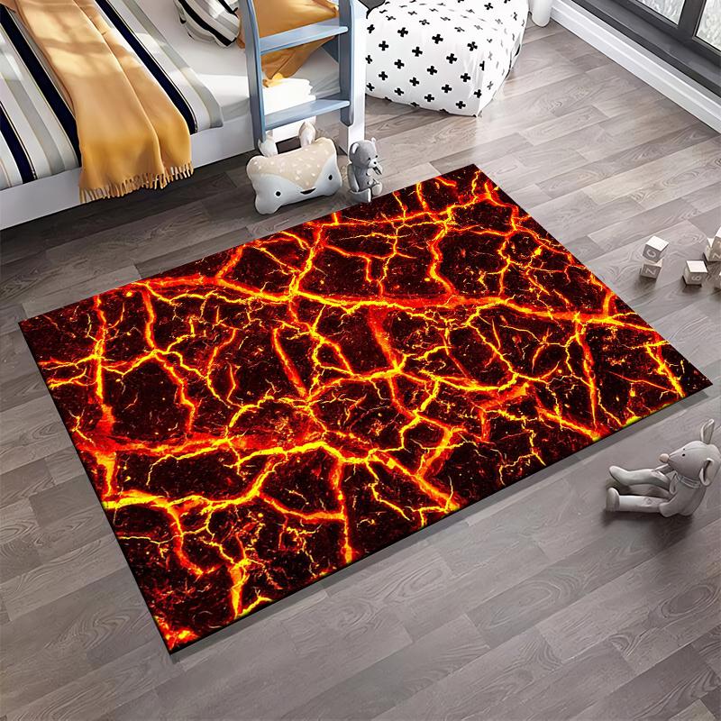 Bodenmatte mit feurigem Lavamuster, geeignet als rutschfeste Matte für das Wohnzimmer oder das Sofa im Schlafzimmer