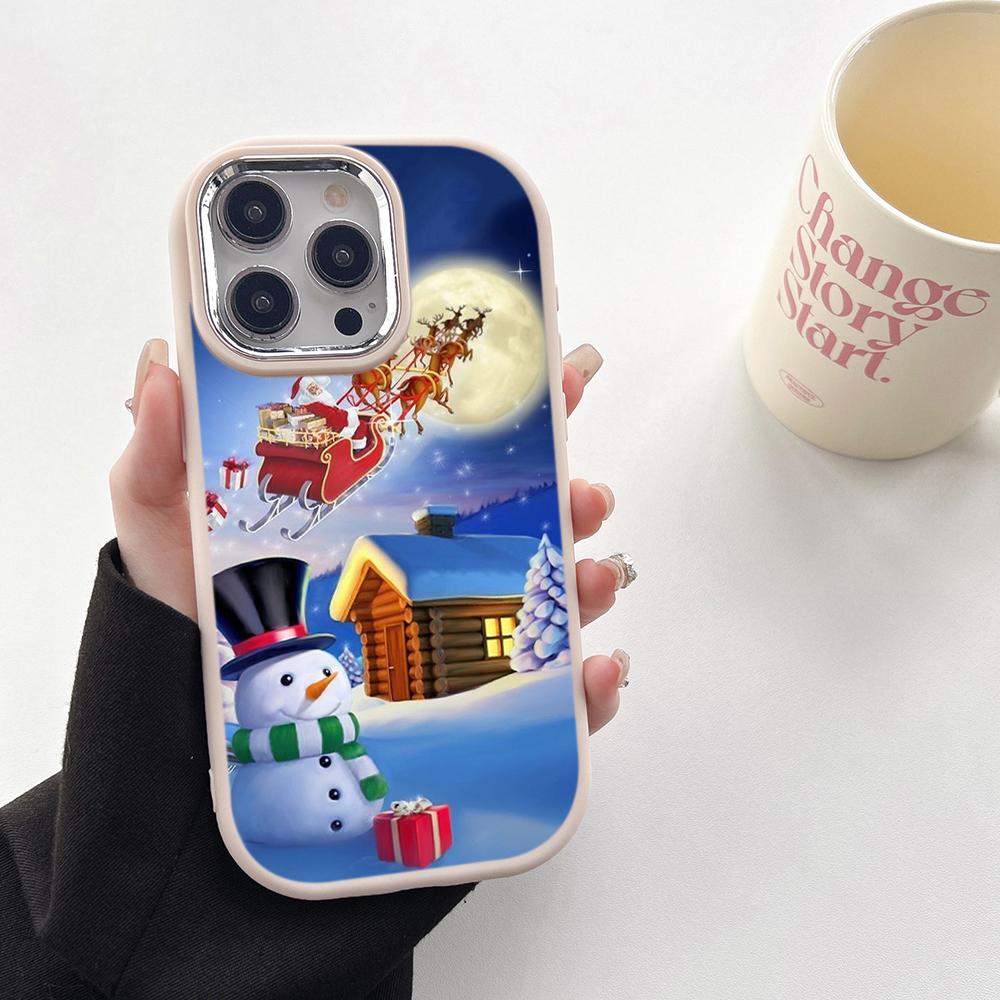 N103 Capodanno Buon Natale desig art Custodie Morbide per Telefono per Samsung S24 S23 Plus A15 A35 A54 Infinix Hot40i Bordo Placcato Protezione Fotocamera Cover Posteriore