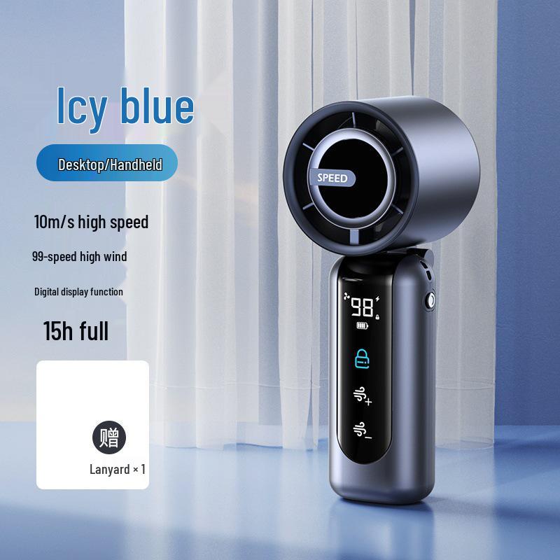 Portable High-Speed Handheld Neck Fan with Ice Pack Default синий