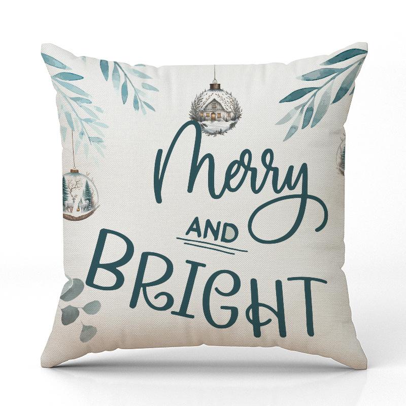 New Christmas Tree Deer Christmas Pillow Cover Linen Printed Pillow Cover Festive Room Sofa Ornament Cushion Cover