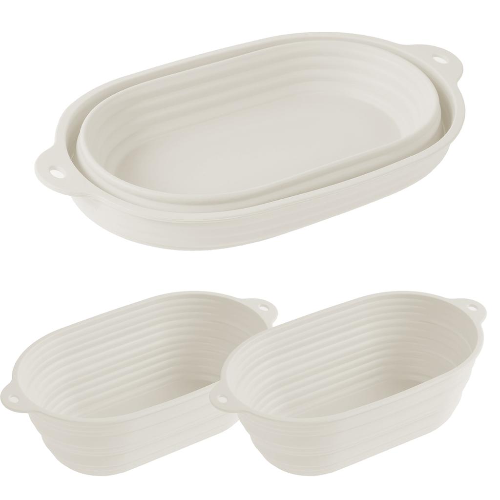 3 Stück Banneton Brot Gärkörbchen Silikon Sauerteig Brotschüssel Oval Sauerteig Brotkorb für Zuhause Küche Backzubehör