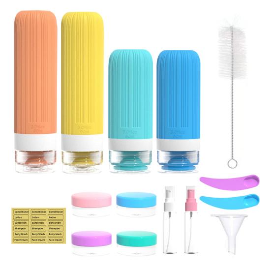 סט 1 60/90 מ"ל בקבוקי נסיעות מסיליקון עמידים לדליפה רב-פעמיים לאחסון קרם פנים, תחליב, קרם הגנה, בקבוק אחסון נייד למילוי חוזר, ריק לכלי רחצה