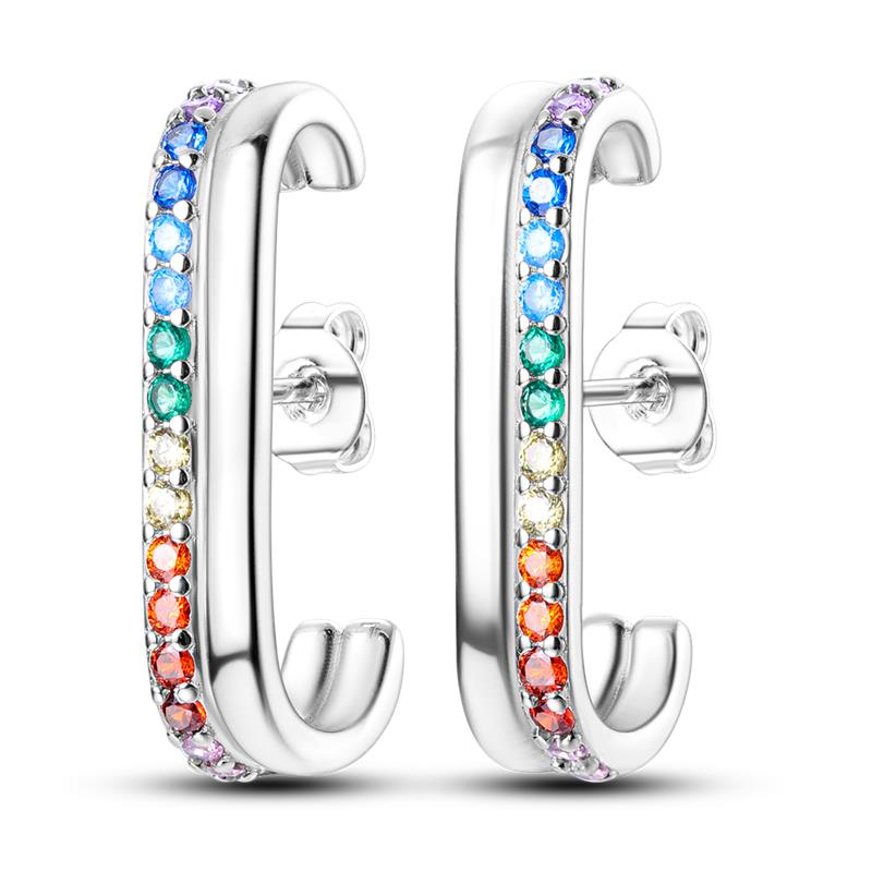 Cute Unicorn Stud Earrings Silver Plated for Little Girl Crystal Cat Mouse Elephant Heart Star Earring Gift Jewelry