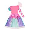 Girls Purim Festival Lollipop Costume Chidrens Puff Sleeve Candy Costume Kids Sweet Lollipop Print Birthday Party Dresses