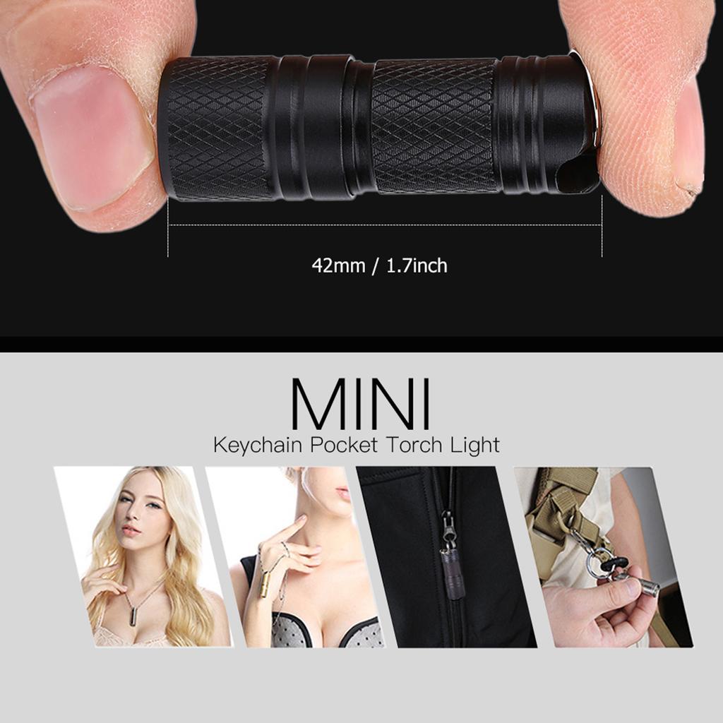 Mini Portable USB Rechargeable LED Flashlight Lamp Keychain Pocket Torch Light (Black)