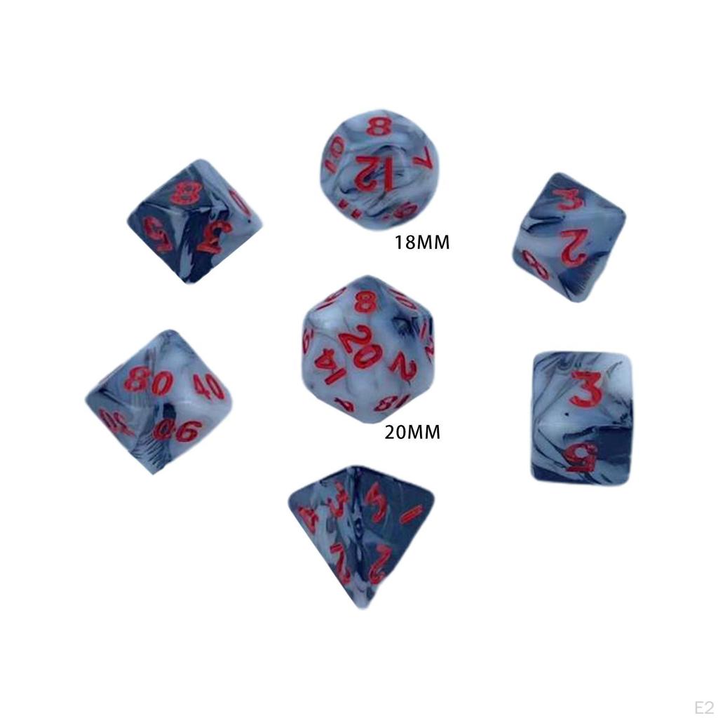 7 Piece Acrylic Polyhedral Dice, Party Game Dice Set for Role Playing Games