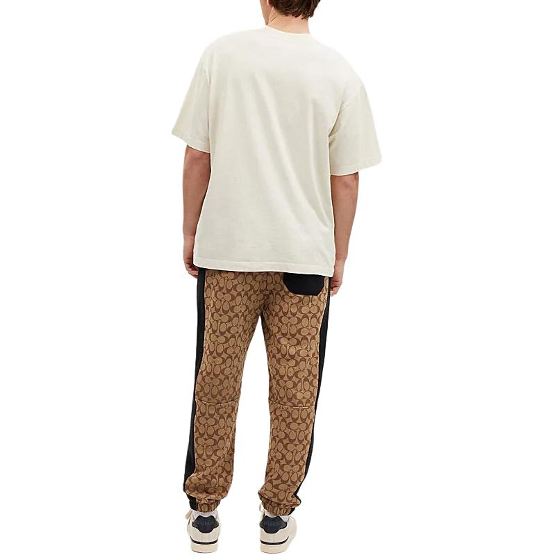 Coach Ss24 Pattern Print Drawstring Mid Waist Casual Pants Men pants Khaki CP828-OFZ