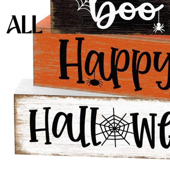 Holiday Party Tabletop Accents Halloween Ghost Decoration, Wooden Sign Tiered Tray Ornament, Farmhouse Durable Solid Wood Crafts Centerpiece