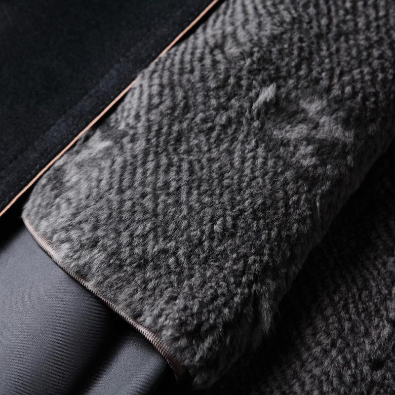 Men's Woolen Coat Autumn and Winter Knee Long Middle-aged Business Administrative Lapel Off Rabbit Hair Gall Jacket
