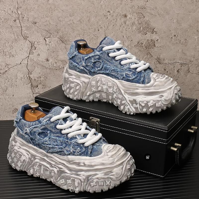 

Трендовая мужская обувь, дышащие парусиновые повседневные туфли, мужские модные и универсальные кроссовки на толстой подошве, увеличивающие рост, «папины кроссовки» b27 44