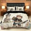 Black Clover Pattern Bedding Quilt Set Quilt Cover Pillowcase Home Birthday Gift(1 * duvet cover + 2 * pillowcase, without core)