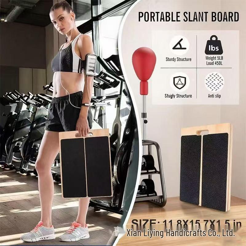 Nastavitelná dřevěná deska na protahování lýtek - Pevná dřevěná nožní pedál pro rovnováhu a protahování