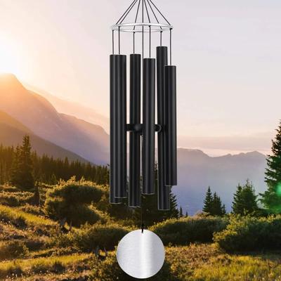 Wind Chimes Outdoor Deep Tone, 36-inch Large Wind Chimes,Memorial Wind Chimes with 6 Aluminum Tubes Sympathy for Mom Dad,Black