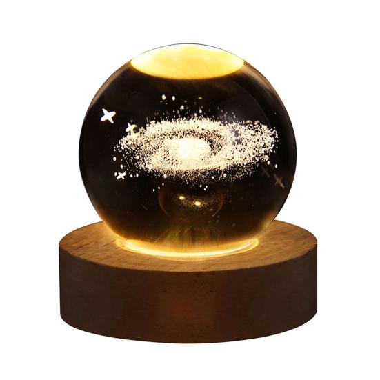 Cosmic Star Nachtlicht, 3D-Lampe mit Kunstkristallkugel, USB-betriebene Nachttisch-Sternenhimmellampe, Geschenk für Freunde und Familie