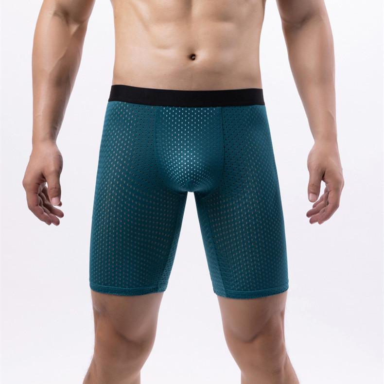 Men's Plus Size Ice Silk Mesh Sports Underwear: Summer Anti-Chafing Running Briefs with Extended Four-Corner Design