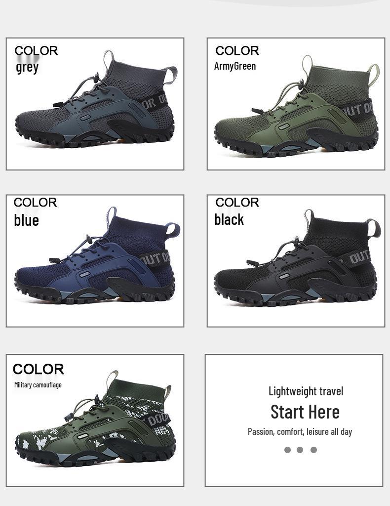 Men's Flyknit High-Top Hiking and River Tracing Shoes | Women's Amphibious Summer Style Outdoor Footwear