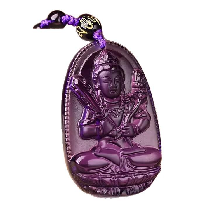 Purple Glaze Guardian Zodiac Charm Pendant: Thousand-Hand Guanyin Bodhisattva Gift