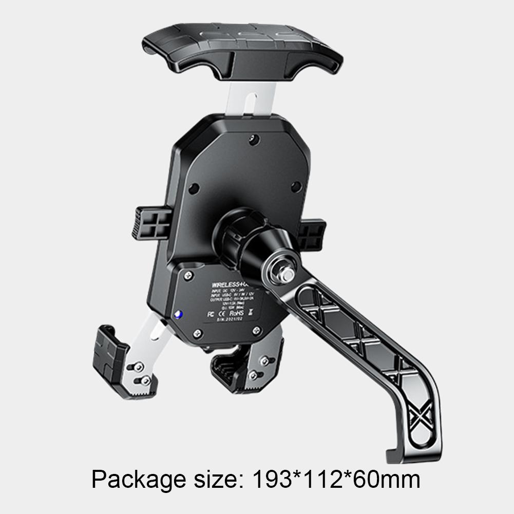 15W Wireless Charger Motorcycle Phone Holder USB QC2.0/3.0 Cell Phone Holder Motorbike Phone Support for Electric Bike Motorbike