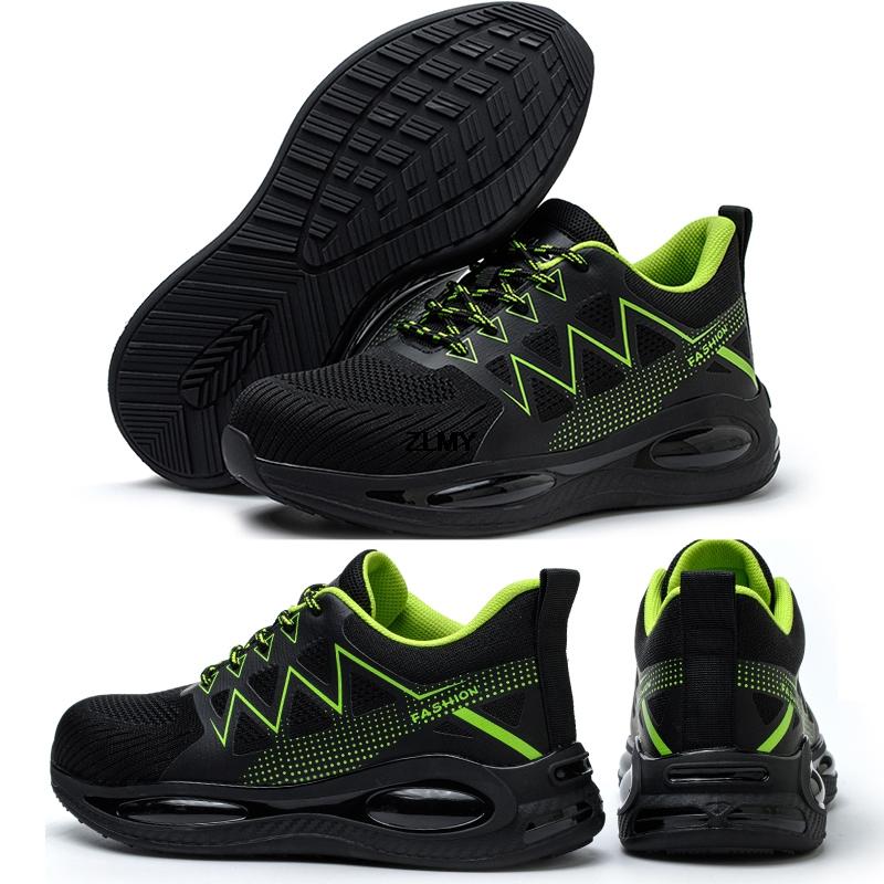 ZLMY Neue Herren Sicherheitsschuhe mit Stahlkappe, Turnschuhe, pannensicher, Arbeitssicherheitsstiefel, atmungsaktiv, leichte Arbeitsschuhe für Herren, mit Luftpolster