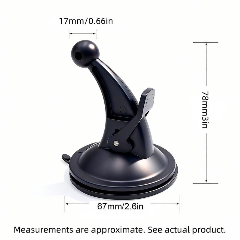 17mm/0.66in Ball Head Suction Cup Mount Holder Bracket Support Windscreen Dashboard Fits for Car Phone Garmin GPS Navigator