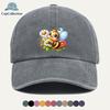 Pc Cartoon Little Bee Floral Print Baseball Cap Cute Bee Honey Gathering Pattern Fresh Colorful Flower Design Fashionable An