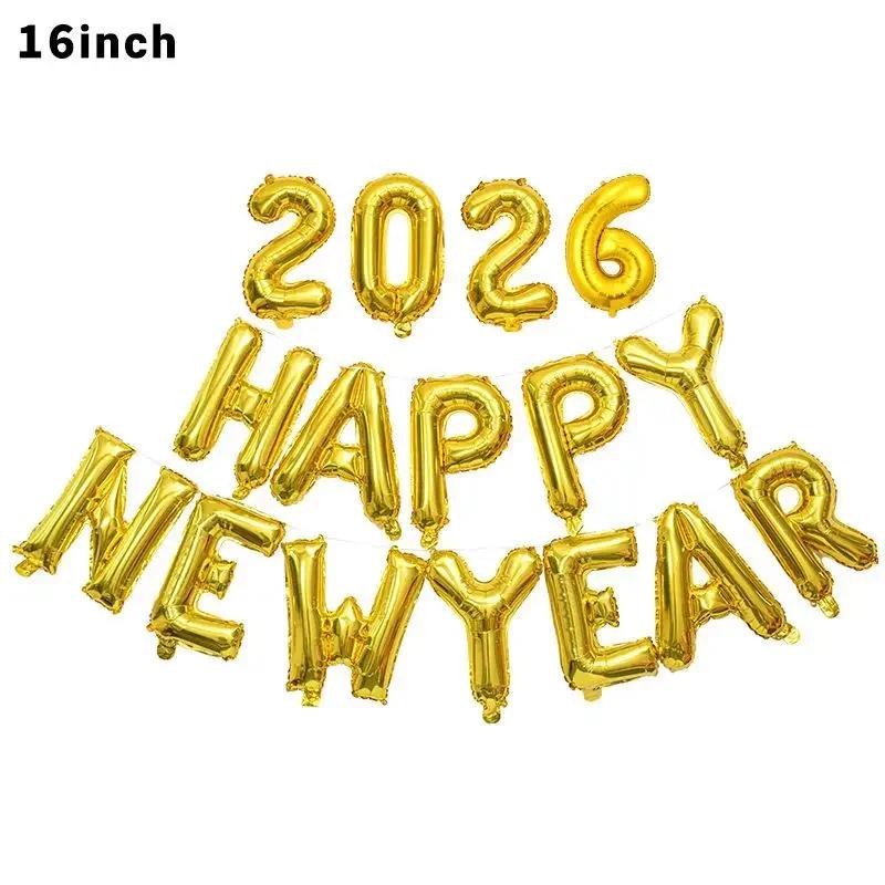 

Super Atmospheric Balloon Decorations, Floating Photo Props For Party Setups, Multi-color 2026 New Year Countdown Foil Balloons золотой