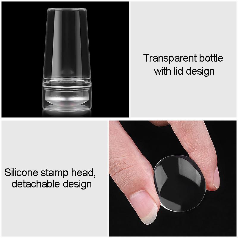 1Pcs Clear Jelly Marshmallow Silicone Nail Stamper Refill Head Replacement with Box Nail Stamps