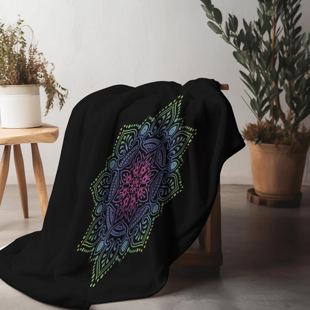 Psychedelic Colorful Mandala Throw Blanket Soft Fleece Bed Blanket for Sofa Couch Decoration Gift