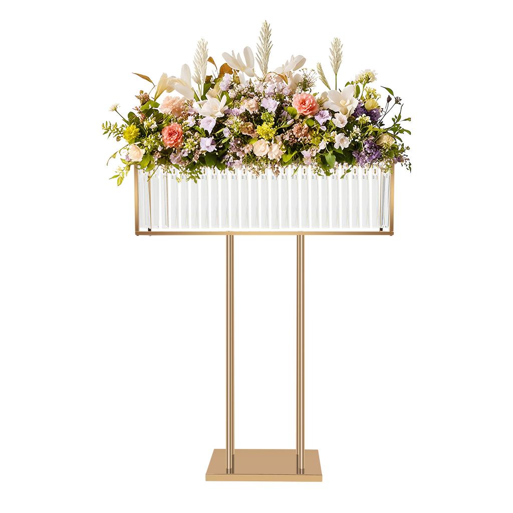 Hochzeit Gold Vasen Tischdekorationen,Gold Kristall Vasen für Tischdekorationen,Quadratischer Kronleuchter Sockelständer für Hochzeitsfeier