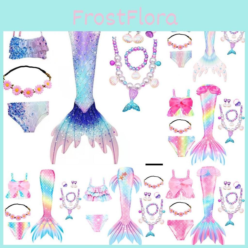 Kids Mermaid Tail For Girls Ariel Swimsuit Birthday Outdoor Pool Clothing Party