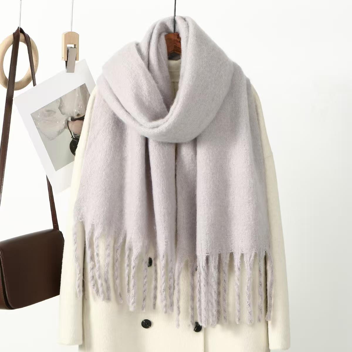

Winter Solid Color Tassels Cashmere Scarf Keep Warm Woman Pashmina Shawl Ladies Fashion Long Scarves Wraps 210*30Cm