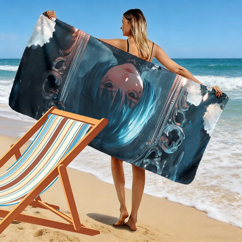 Dark-style Girl 2D Flat Print Beach Towel, Large Soft Quick Dry Towel for Beach Camping SwimmingXSTJ0915236