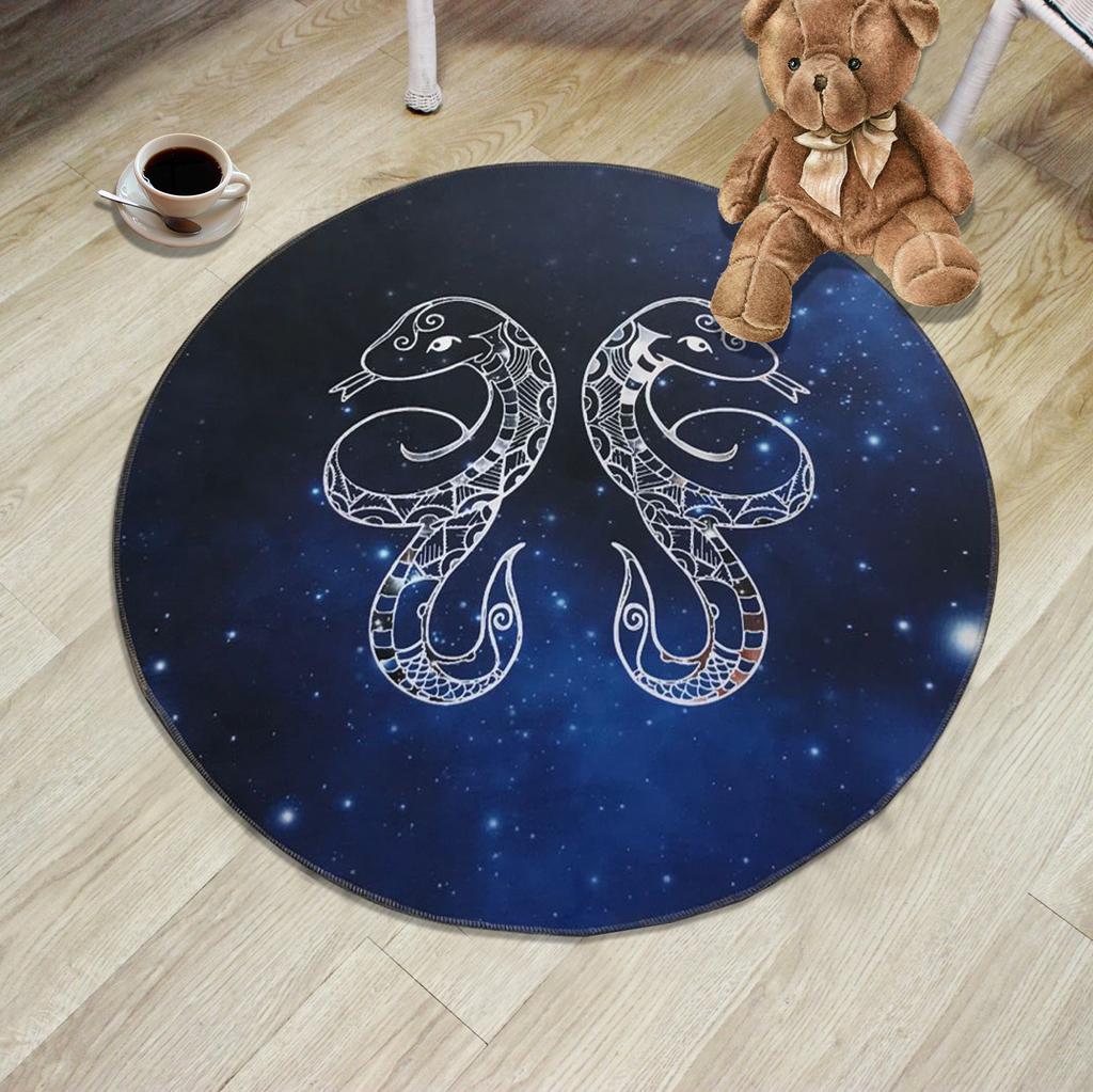 Creative 12 Constellation Round Carpet Living Room Bedroom Children's Cartoon Computer Chair Floor Mat Modern Home Carpet