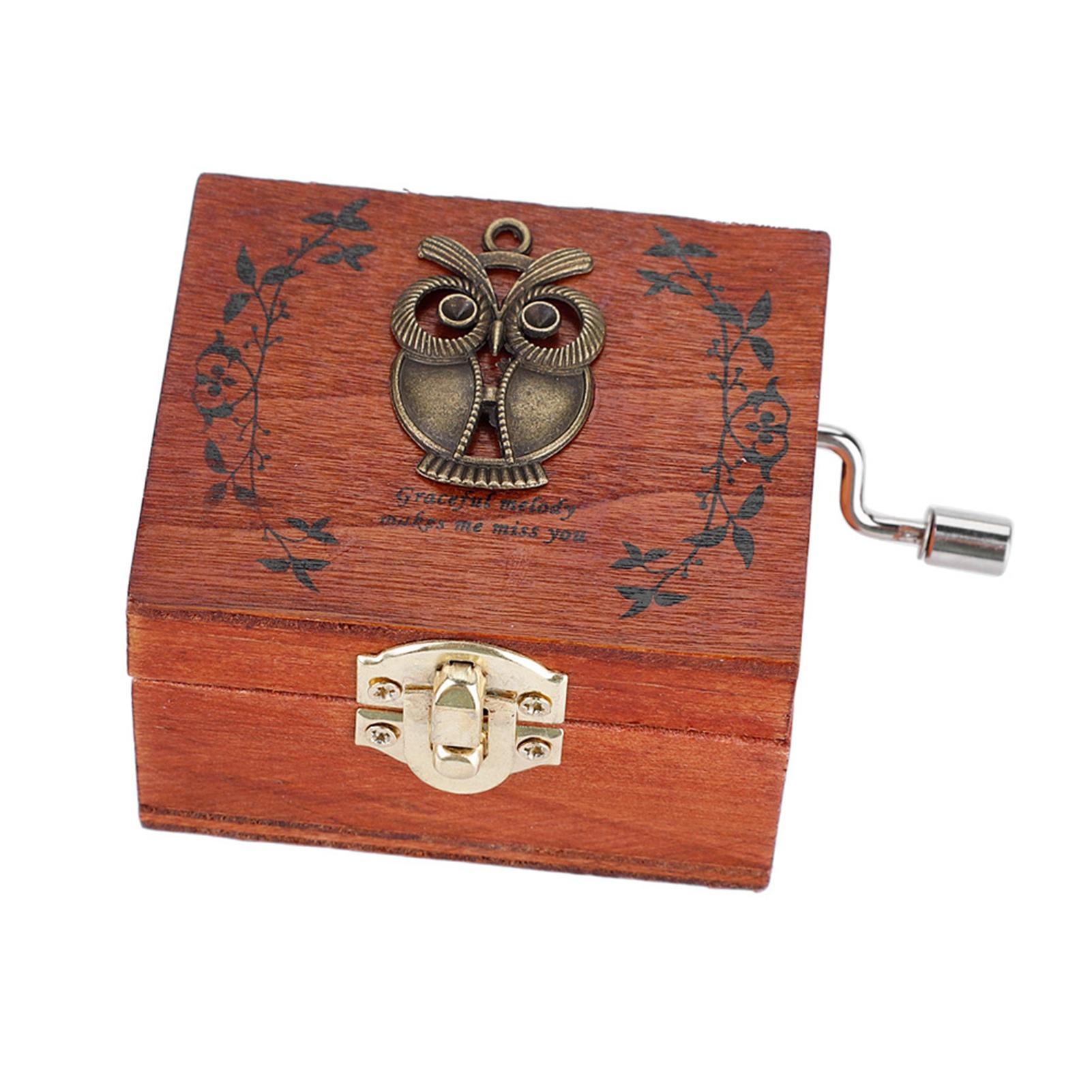 

1шт деревянная рукоятка музыкальная шкатулка механическая классическая поделка подарок на день рождения (Сова)