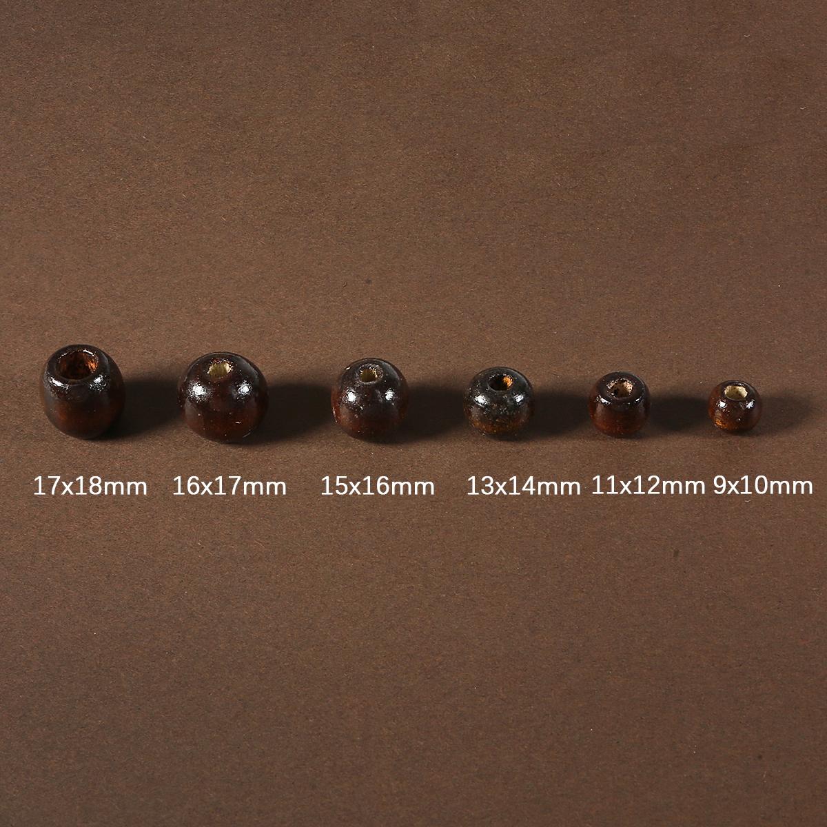 

50 шт., свободные бусины из натурального дерева с большими отверстиями, деревянные круглые бусины для изготовления ювелирных изделий, браслет, ожерелье, аксессуары, поделки своими руками 9x10mm 50pcs темно-коричневого